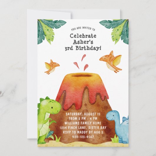 Dinosaur Anniversaire Fête Invitation (Devant)