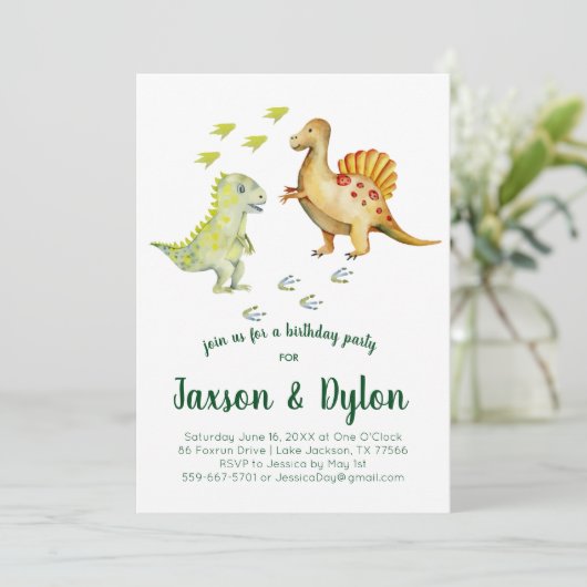 Dinosaur Anniversaire Fête Invitation (Debout devant)