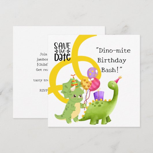 Dinosaur Anniversaire Fête Invitation (Devant / Derrière)