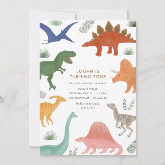 Dinosaur Anniversaire Fête Invitation (Devant)