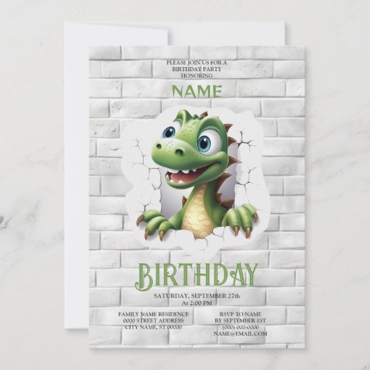 Dinosaur Anniversaire Fête Invitation (Devant)