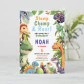 Dinosaur Anniversaire Fête Invitation (Debout devant)