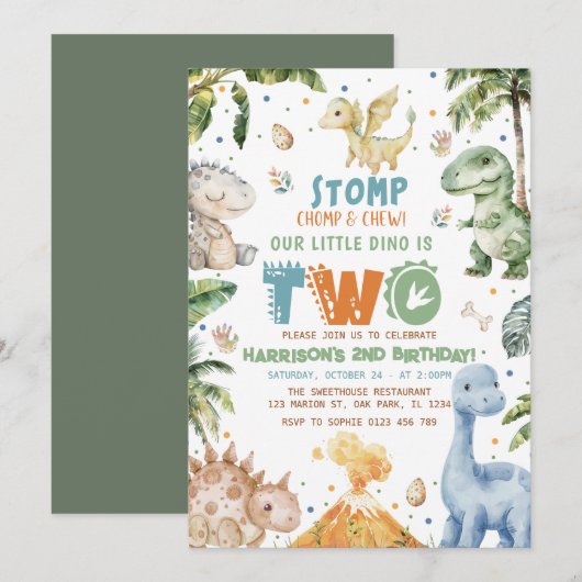 Dinosaur Anniversaire Fête Invitation (Devant / Derrière)