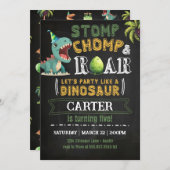 Dinosaur Anniversaire Fête Invitation Chomp Roar (Devant / Derrière)