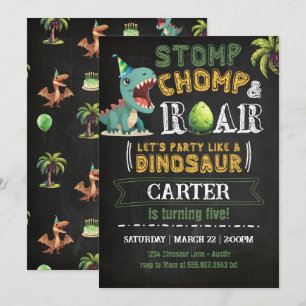 Dinosaur Anniversaire Fête Invitation Chomp Roar