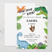 Dinosaur Anniversaire Fête Invitation Dino Party (Devant / Derrière)