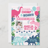 Dinosaur Anniversaire Fête Invitation Invitation (Devant)