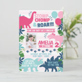 Dinosaur Anniversaire Fête Invitation Invitation (Debout devant)
