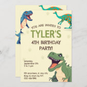 Dinosaur Anniversaire Fête Invitation Verticale (Devant / Derrière)