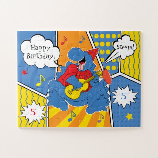 Dinosaur Anniversaire fête Jigsaw Puzzle (Horizontal)