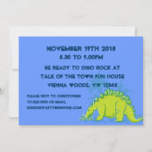 Dinosaur anniversaire garçon 8e invitation bleu ve (Dos)