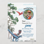 Dinosaur Anniversaire Garçon Invitation Enfant (Devant / Derrière)