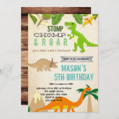 Dinosaur anniversaire invitation (Devant / Derrière)