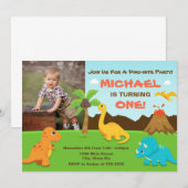 Dinosaur Anniversaire Invitation 1er Anniversaire (Devant / Derrière)