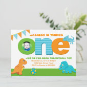 Dinosaur Anniversaire Invitation 1er Anniversaire (Debout devant)