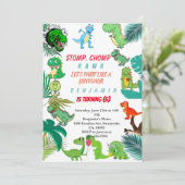 Dinosaur Anniversaire Invitation Cute Dino  (Debout devant)
