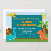 Dinosaur Anniversaire Invitation de fête 5x7 Carte (Devant / Derrière)