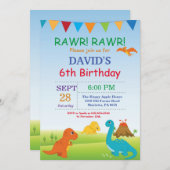 Dinosaur Anniversaire Invitation Dino Party (Devant / Derrière)