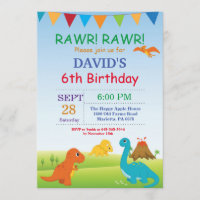 Dinosaur Anniversaire Invitation Dino Party
