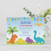 Dinosaur Anniversaire Invitation Dino Party (Debout devant)