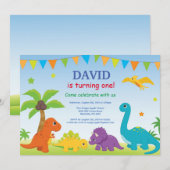 Dinosaur Anniversaire Invitation Dino Party (Devant / Derrière)