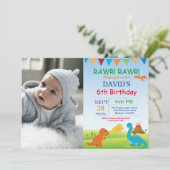 Dinosaur Anniversaire Invitation Dino Party (Debout devant)