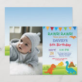 Dinosaur Anniversaire Invitation Dino Party (Devant / Derrière)