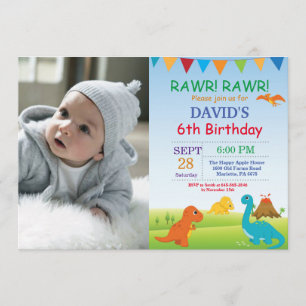 Dinosaur Anniversaire Invitation Dino Party