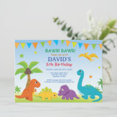 Dinosaur Anniversaire Invitation Dino Party (Debout devant)