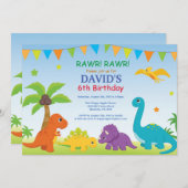 Dinosaur Anniversaire Invitation Dino Party (Devant / Derrière)
