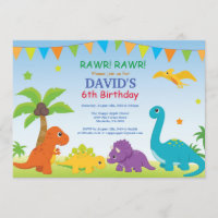 Dinosaur Anniversaire Invitation Dino Party