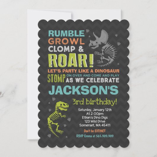 Dinosaur Anniversaire Invitation Dinosaur Fossil P (Devant)