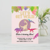 Dinosaur Anniversaire Invitation Fille Anniversair (Debout devant)