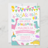 Dinosaur Anniversaire Invitation Fille Dinosaur (Devant)
