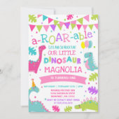 Dinosaur Anniversaire Invitation Fille Dinosaur (Devant)