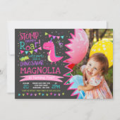 Dinosaur Anniversaire Invitation Fille Dinosaur (Devant)