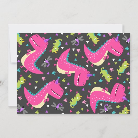 Dinosaur Anniversaire Invitation Fille Dinosaur (Dos)