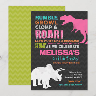Dinosaur Anniversaire Invitation Fille Dinosaur Pa