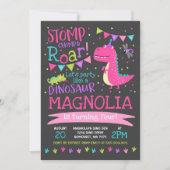 Dinosaur Anniversaire Invitation Fille Dinosaur Pa (Devant)