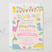 Dinosaur Anniversaire Invitation Fille Dinosaur Pa (Devant)