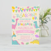 Dinosaur Anniversaire Invitation Fille Dinosaur Pa (Debout devant)