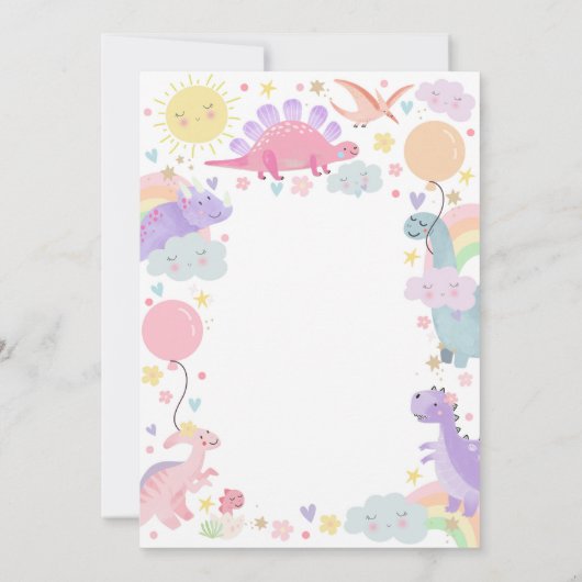 DINOSAUR ANNIVERSAIRE Invitation Girl One-a-saurus (Dos)