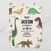 Dinosaur Anniversaire Invitation Party Garçons Din (Devant / Derrière)