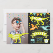 Dinosaur Anniversaire Invitation Tableau de bord p (Devant)