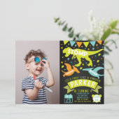 Dinosaur Anniversaire Invitation Tableau de bord p (Debout devant)