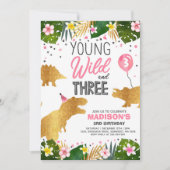 Dinosaur Anniversaire Invitation Wild Et Trois Din (Devant)