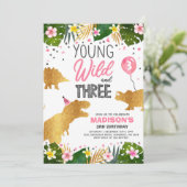 Dinosaur Anniversaire Invitation Wild Et Trois Din (Debout devant)