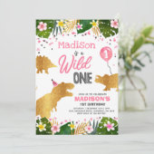 Dinosaur Anniversaire Invitation Wild One Dinosaur (Debout devant)