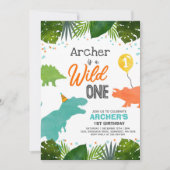 Dinosaur Anniversaire Invitation Wild One Dinosaur (Devant)