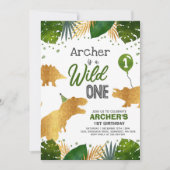 Dinosaur Anniversaire Invitation Wild One Dinosaur (Devant)